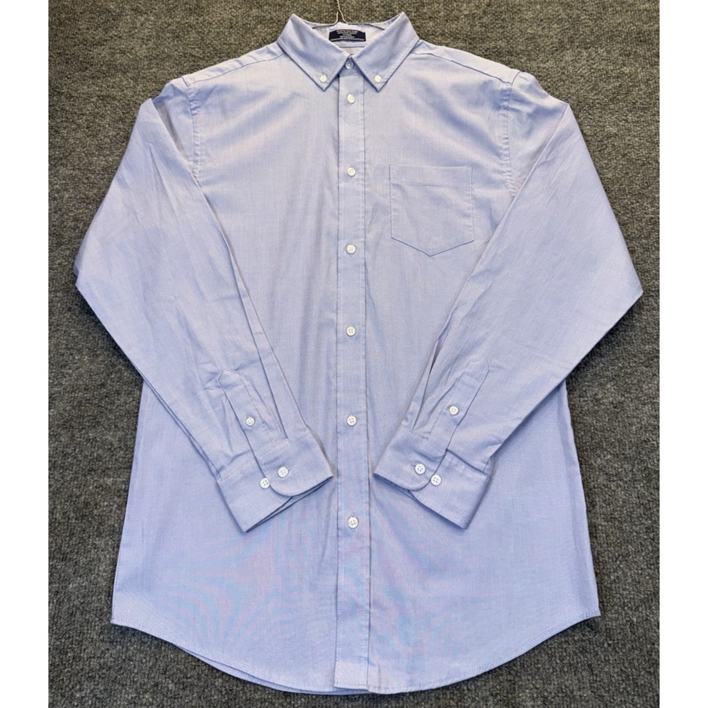 IZOD Women's XL Blue Oxford Button Down Long Sleeve Stretch Shirt